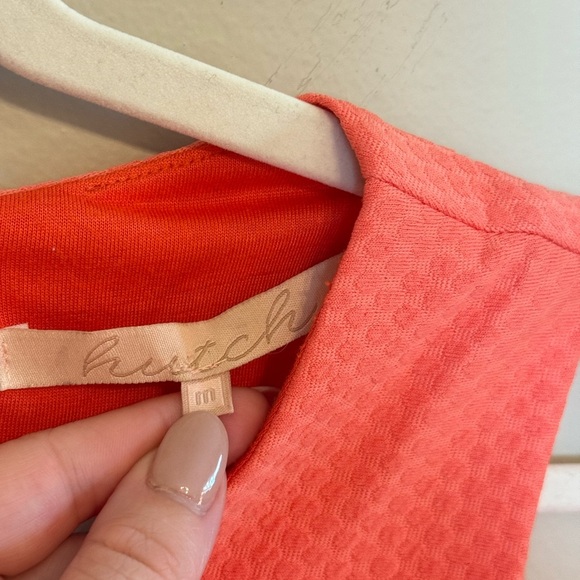 Hutch • Coral Fit and Flare‎ Dress Size Medium Textured Classy Summer Feminine - Picture 3 of 8